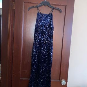 BLUE SEQUIN PROM DRESS
